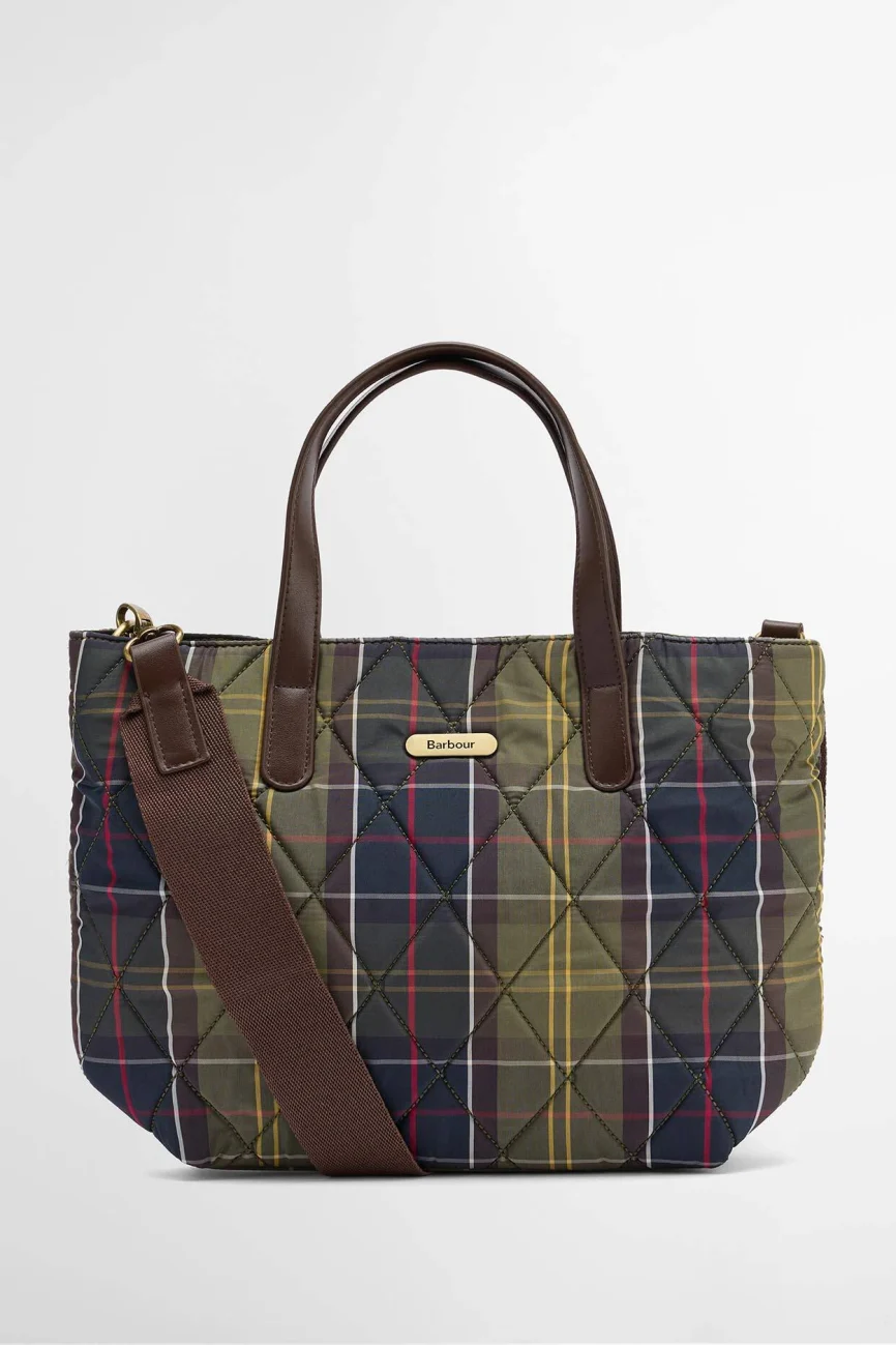 Barbour donna borsa mini tote trapuntata tartan