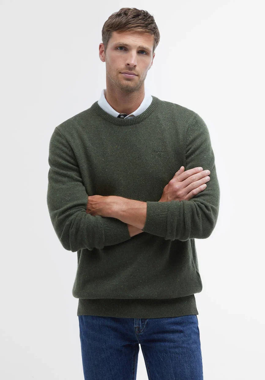 Barbour uomo maglia girocollo donegal verde TISBURY