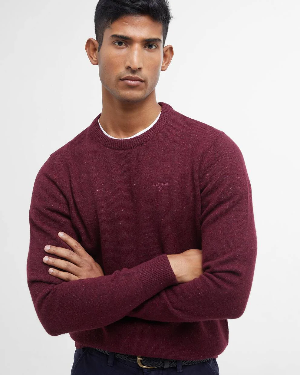 Barbour uomo maglia girocollo donegal rossa TISBURY - immagine 3