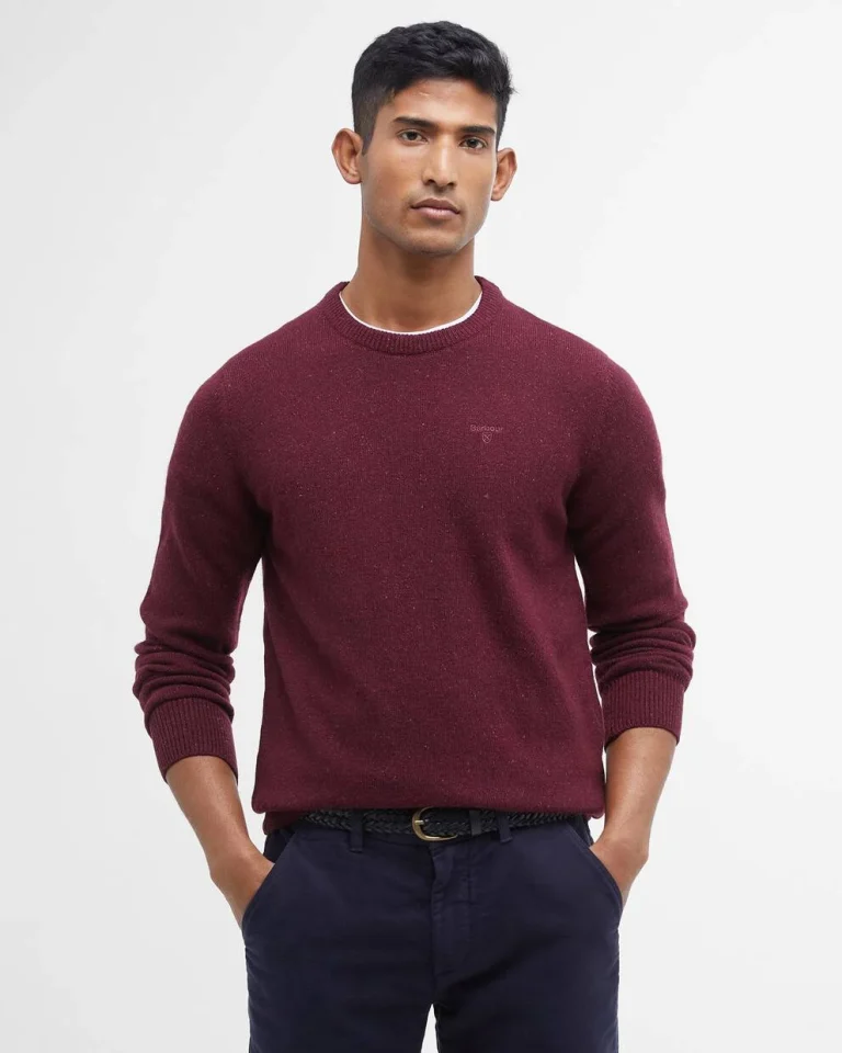 Barbour uomo maglia girocollo donegal rossa TISBURY
