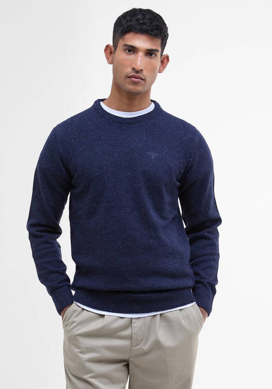 Barbour uomo maglia girocollo donegal blu TISBURY