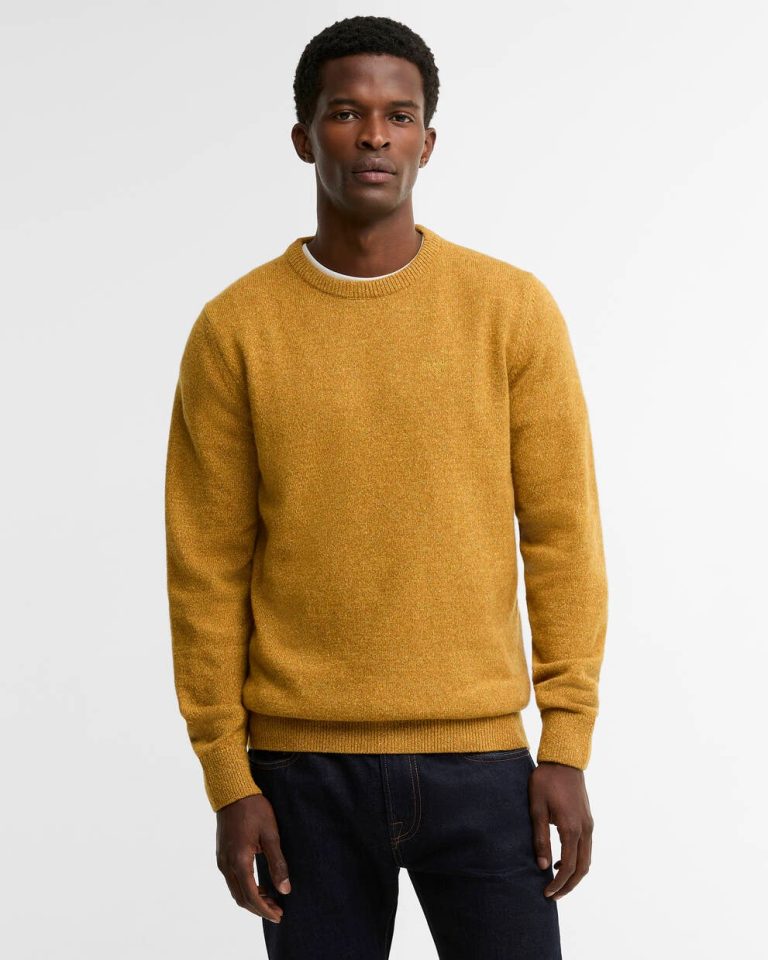 Barbour uomo maglia girocollo donegal giallo ocra TISBURY