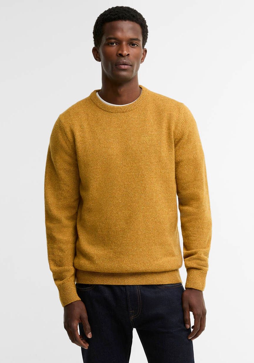 Barbour uomo maglia girocollo donegal giallo ocra TISBURY