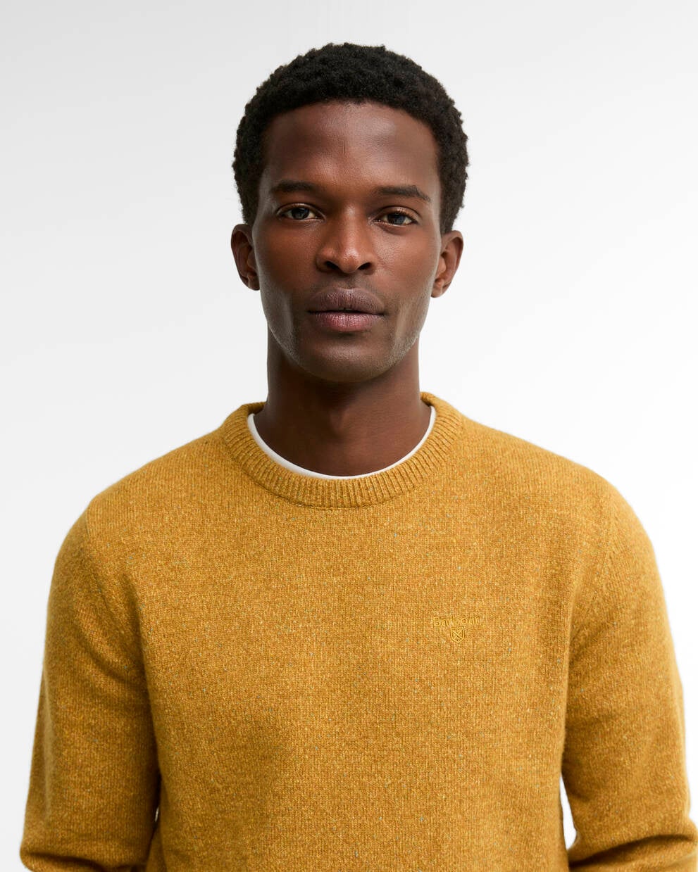 Barbour uomo maglia girocollo donegal giallo ocra TISBURY - immagine 2