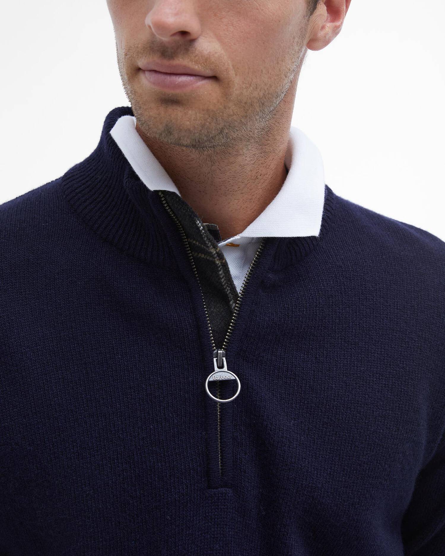 Barbour uomo maglia mezza zip con toppa blu HOLDEN - immagine 5