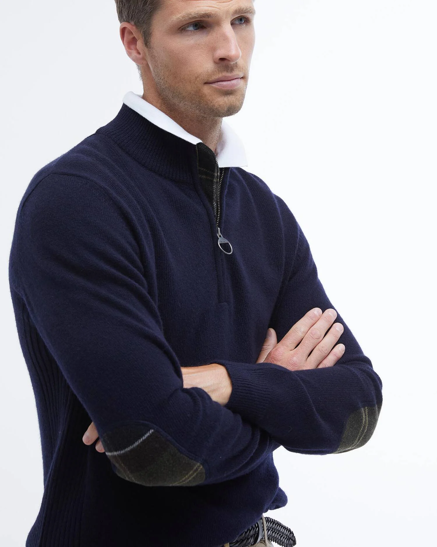 Barbour uomo maglia mezza zip con toppa blu HOLDEN - immagine 2