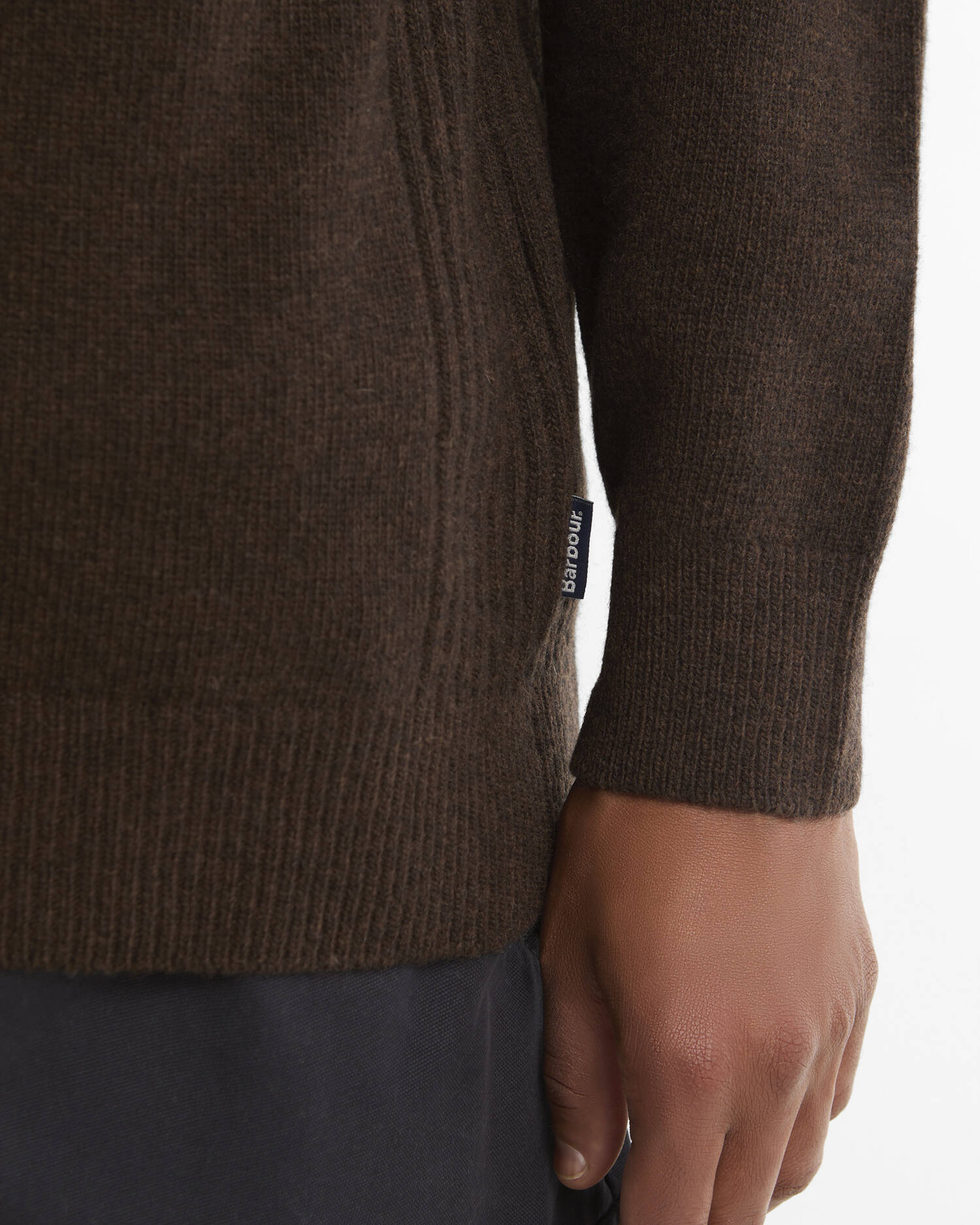 Barbour uomo maglia mezza zip con toppa marrone HOLDEN - immagine 4