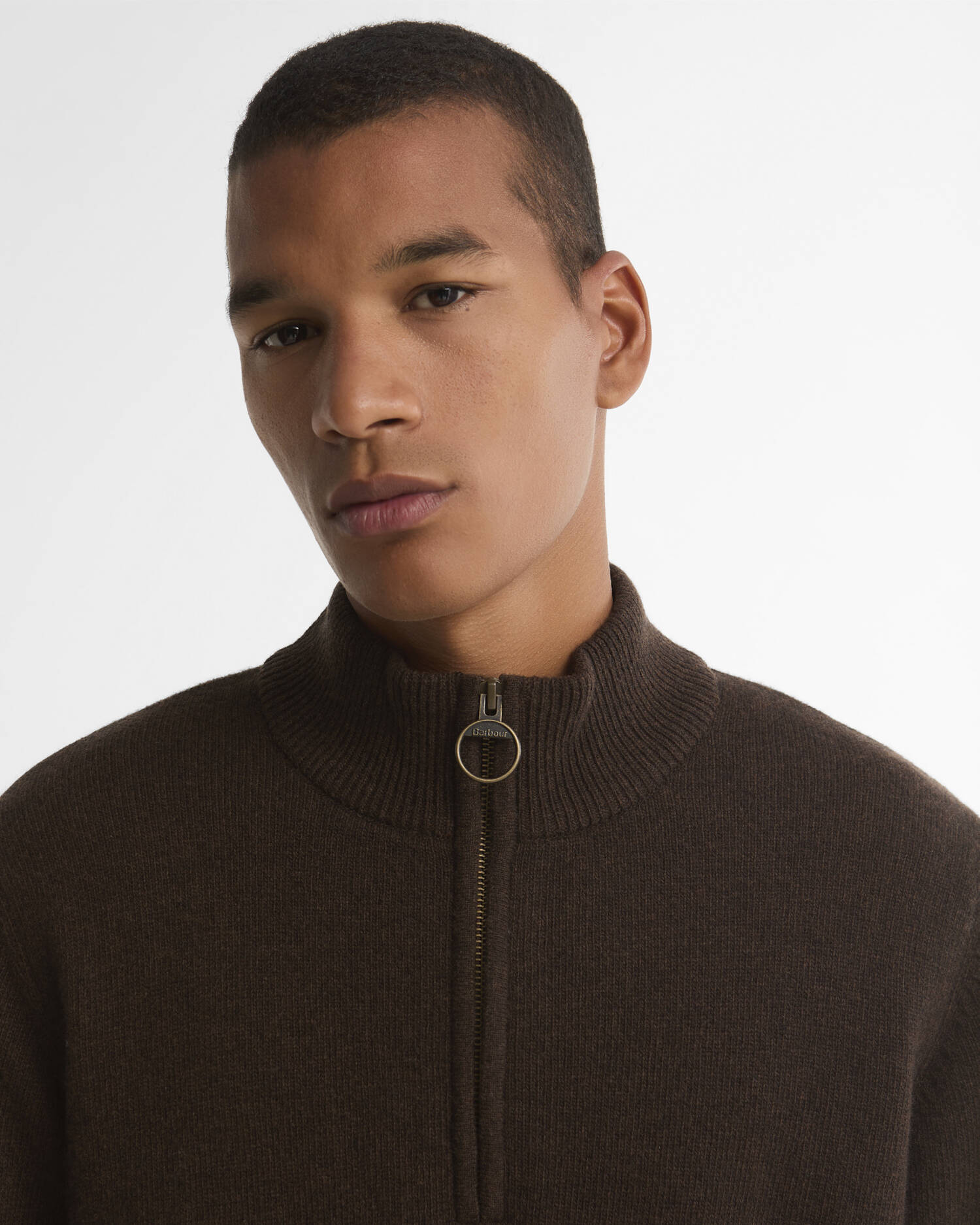 Barbour uomo maglia mezza zip con toppa marrone HOLDEN - immagine 3