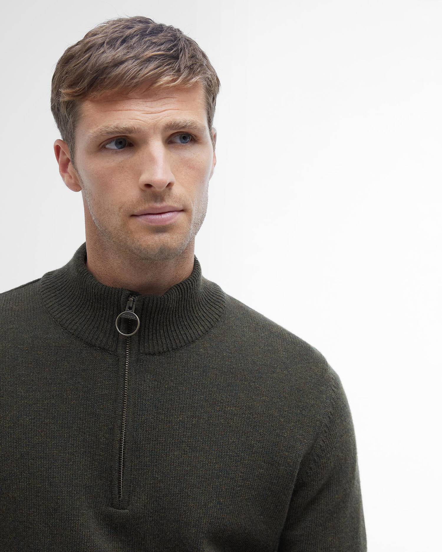 Barbour uomo maglia mezza zip con toppa verde HOLDEN - immagine 6