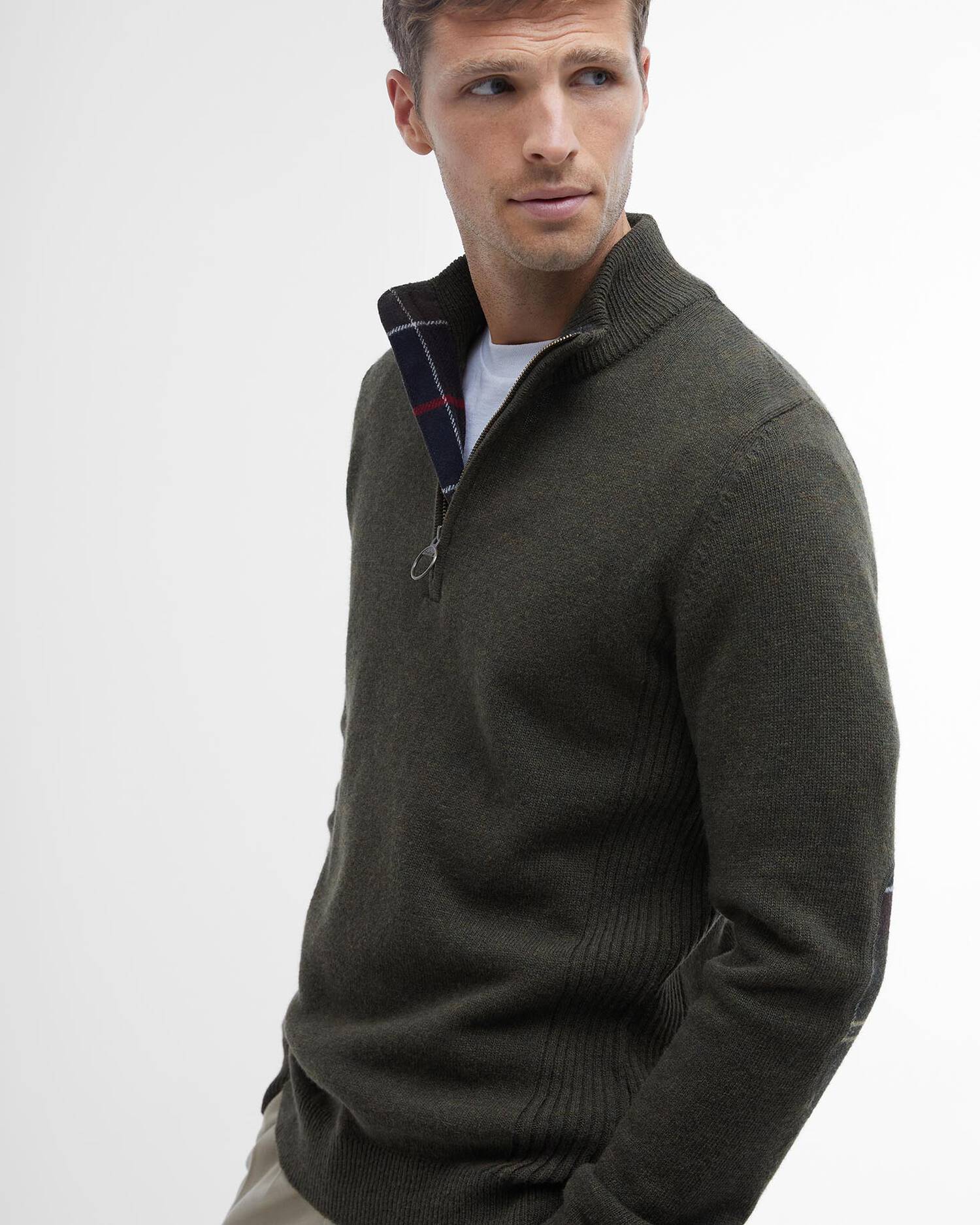 Barbour uomo maglia mezza zip con toppa verde HOLDEN - immagine 3