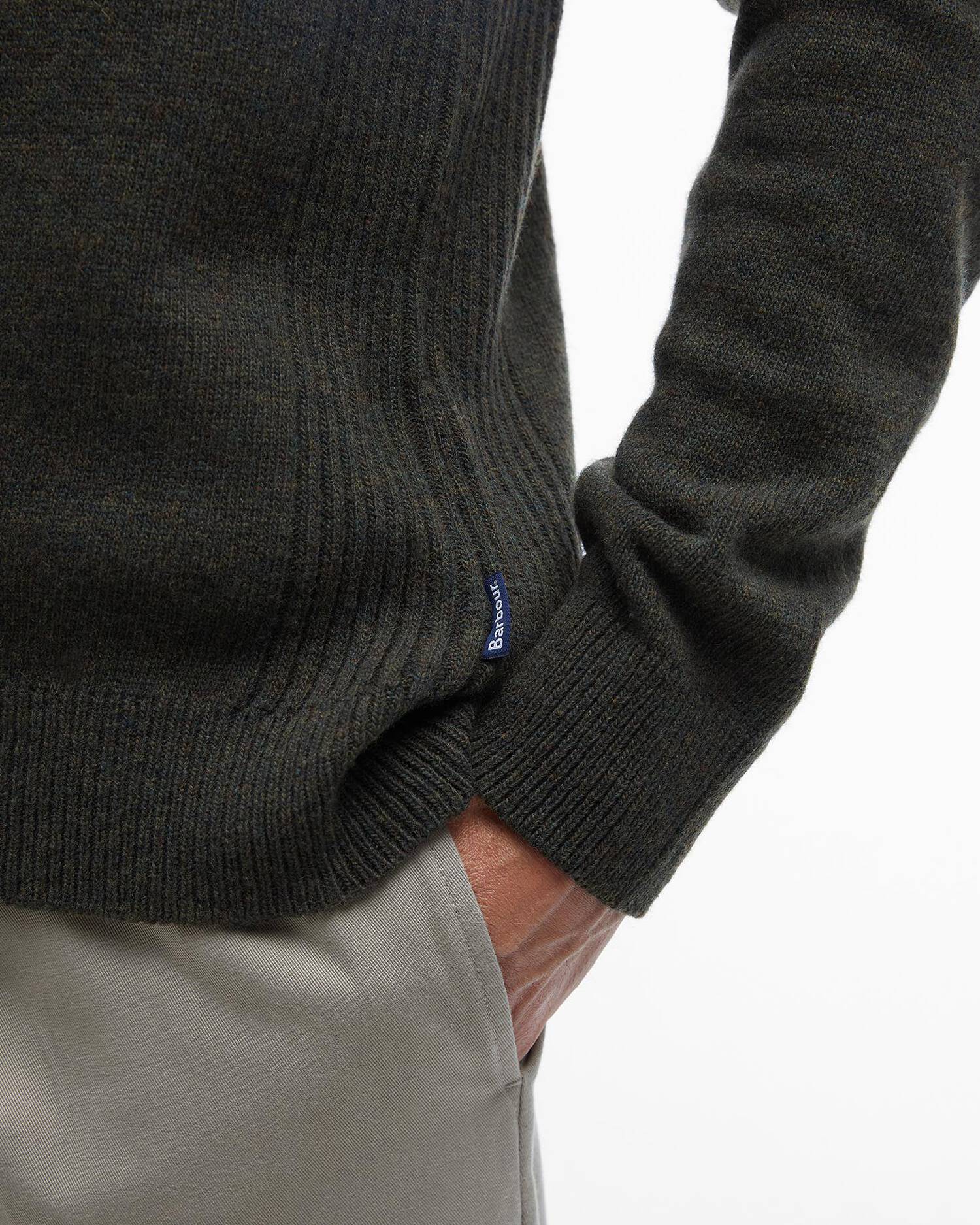 Barbour uomo maglia mezza zip con toppa verde HOLDEN - immagine 5