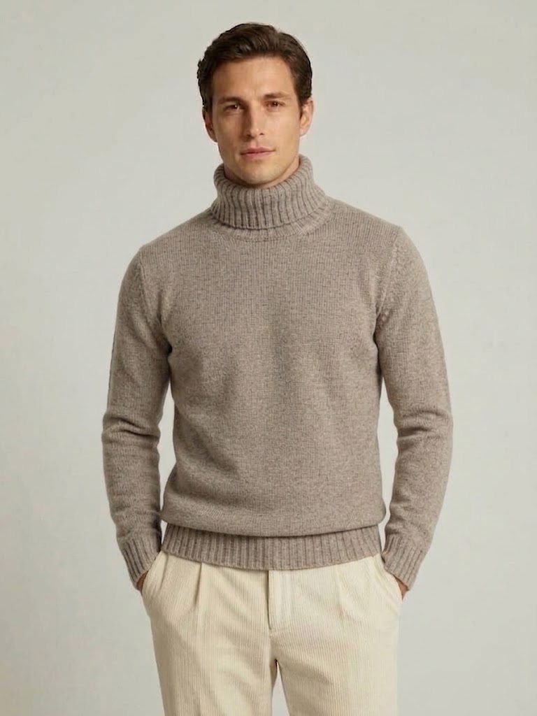 Filippo De Laurentiis maglia dolcevita in lana e cashmere beige corda