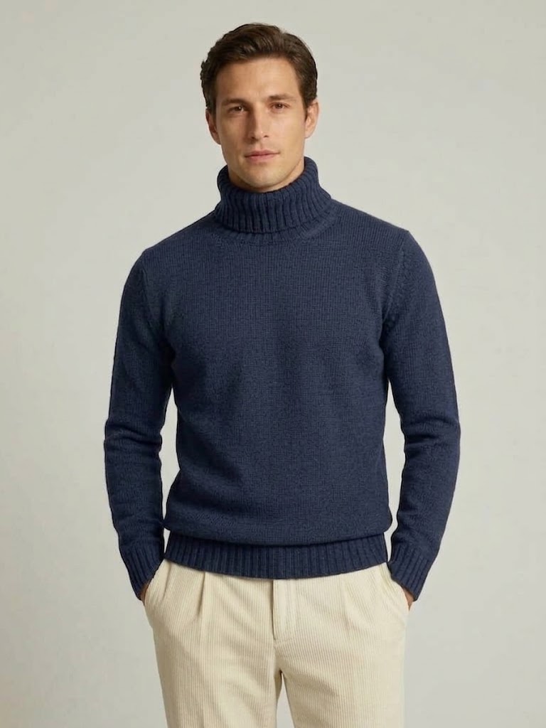 Filippo De Laurentiis maglia dolcevita in lana e cashmere blu