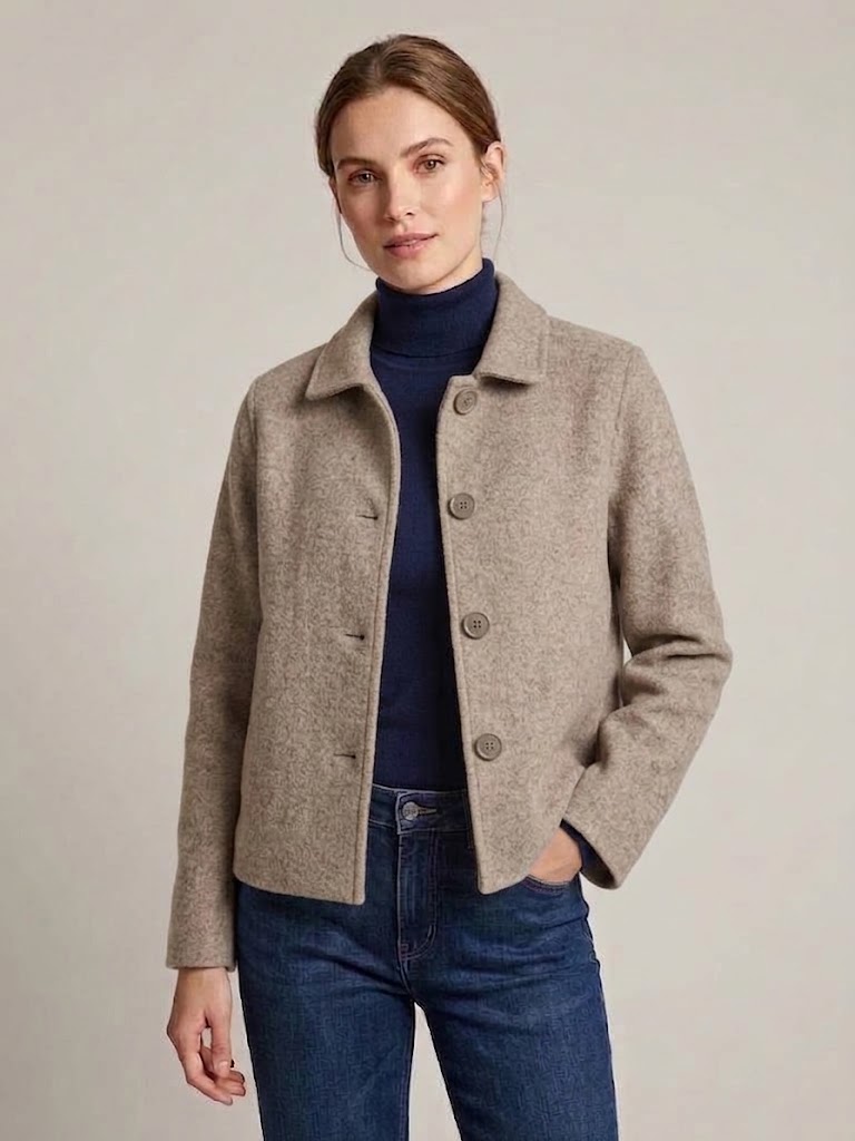 Homeward donna giacca in lana beige fango ESME