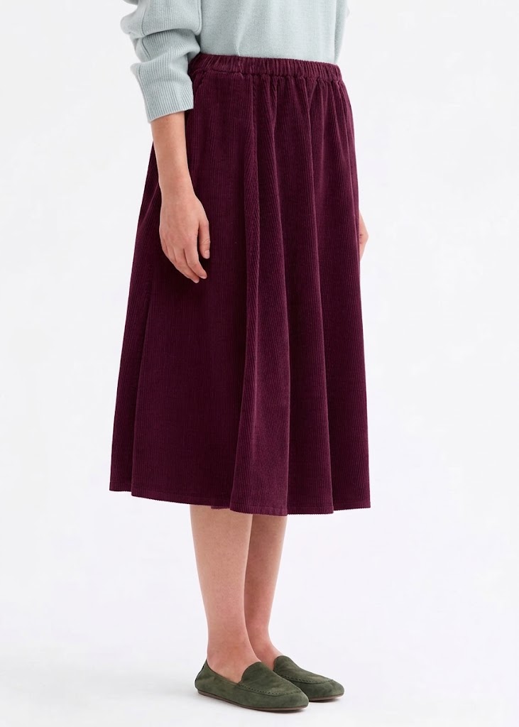 Rosso 35 gonna midi in velluto elasticizzato rosso vino