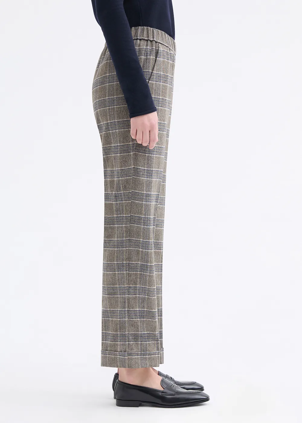 Rosso 35 pantalone a quadri con risvolto e elastico in vita - immagine 2
