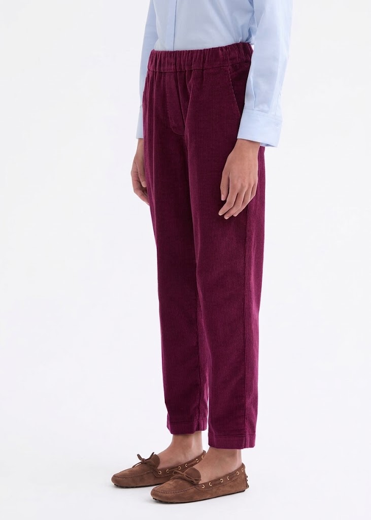 Rosso 35 pantalone in velluto elasticizzato rosso vino