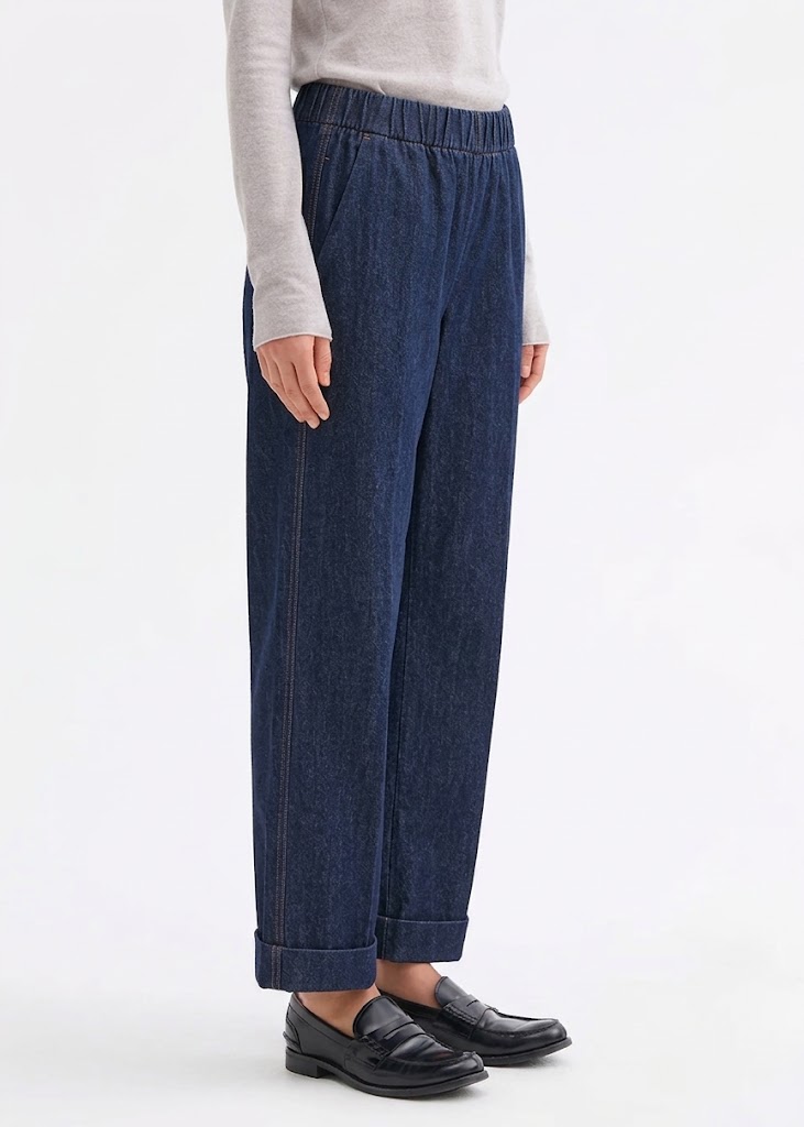 Rosso 35 jeans con risvolto e elastico in vita