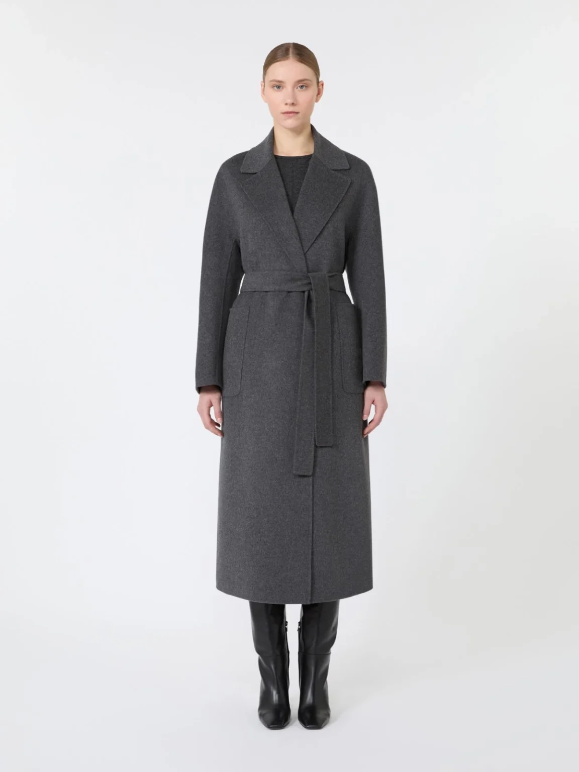 'S Max Mara cappotto lungo in lana double grigio SMMPEONIE