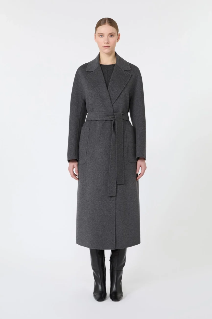 'S Max Mara cappotto lungo in lana double grigio SMMPEONIE