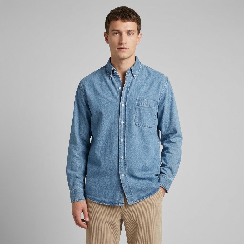 Sebago uomo camicia in jeans lavaggio chiaro MERCER