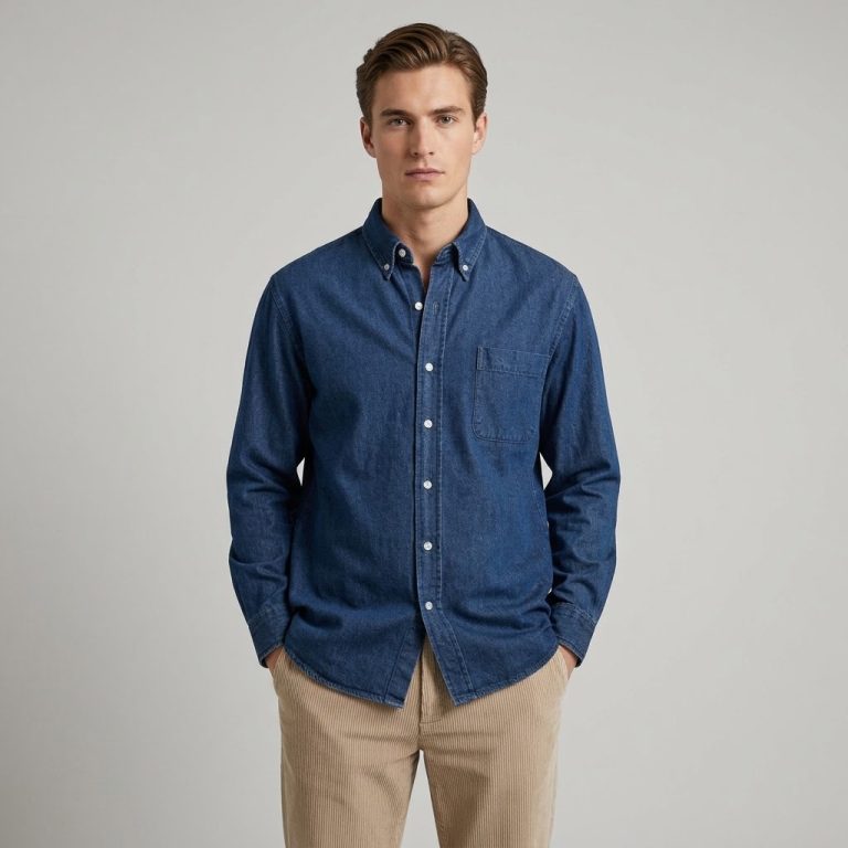 Sebago uomo camicia in jeans lavaggio scuro MERCER