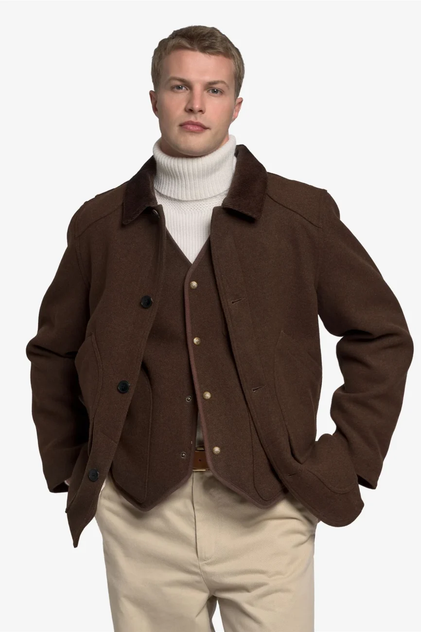 Sebago uomo giacca in lana marrone scuro TENNY WOOL