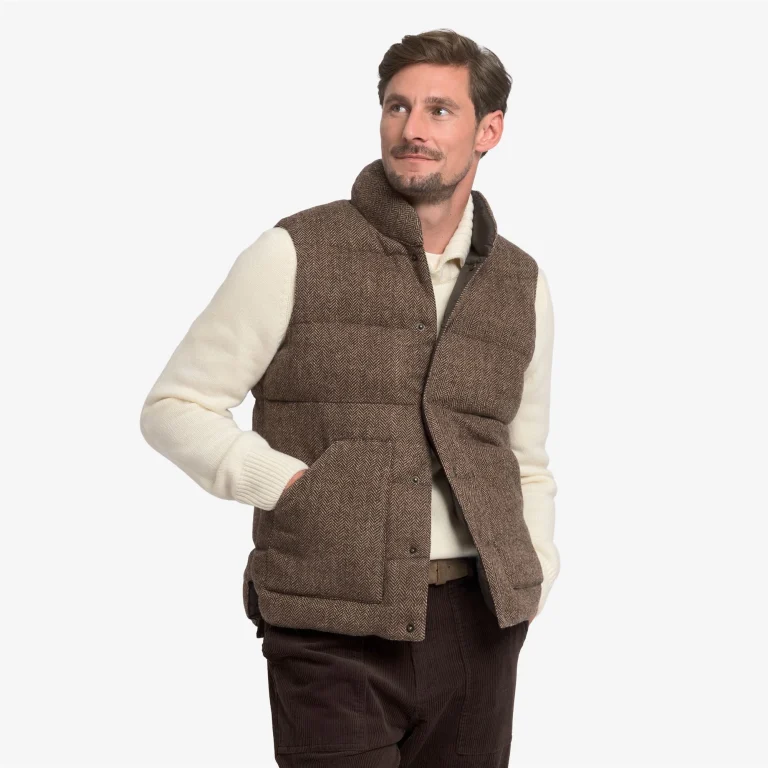 Sebago uomo gilet reversibile herringbone marrone WEBB