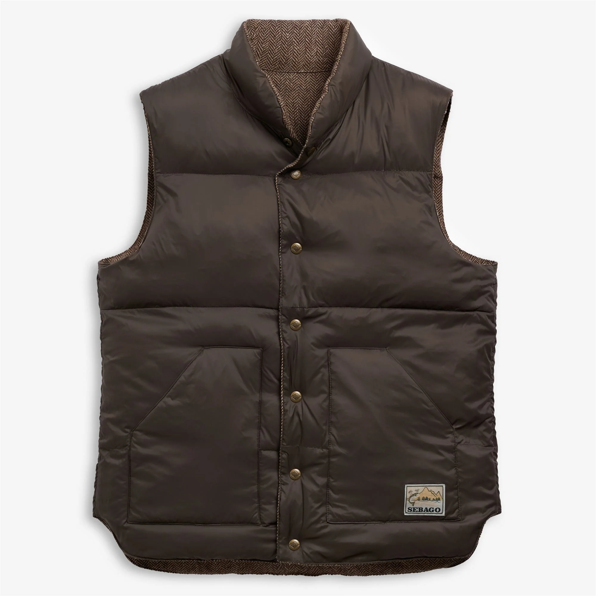 Sebago uomo gilet reversibile herringbone marrone WEBB - immagine 3