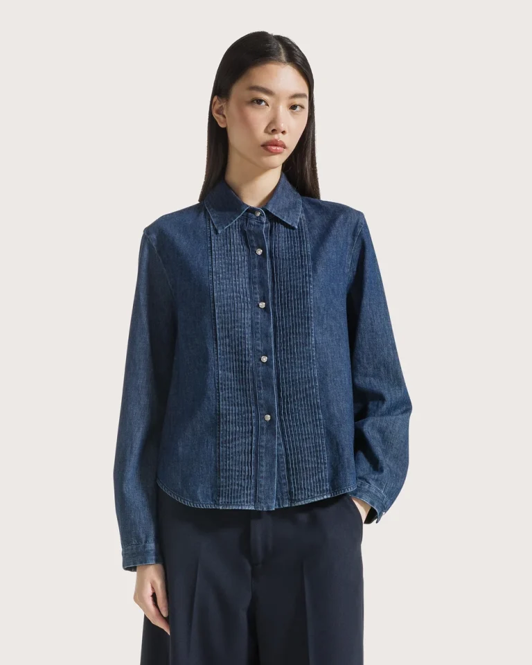 Seventy 19.70 camicia in jeans con rouches