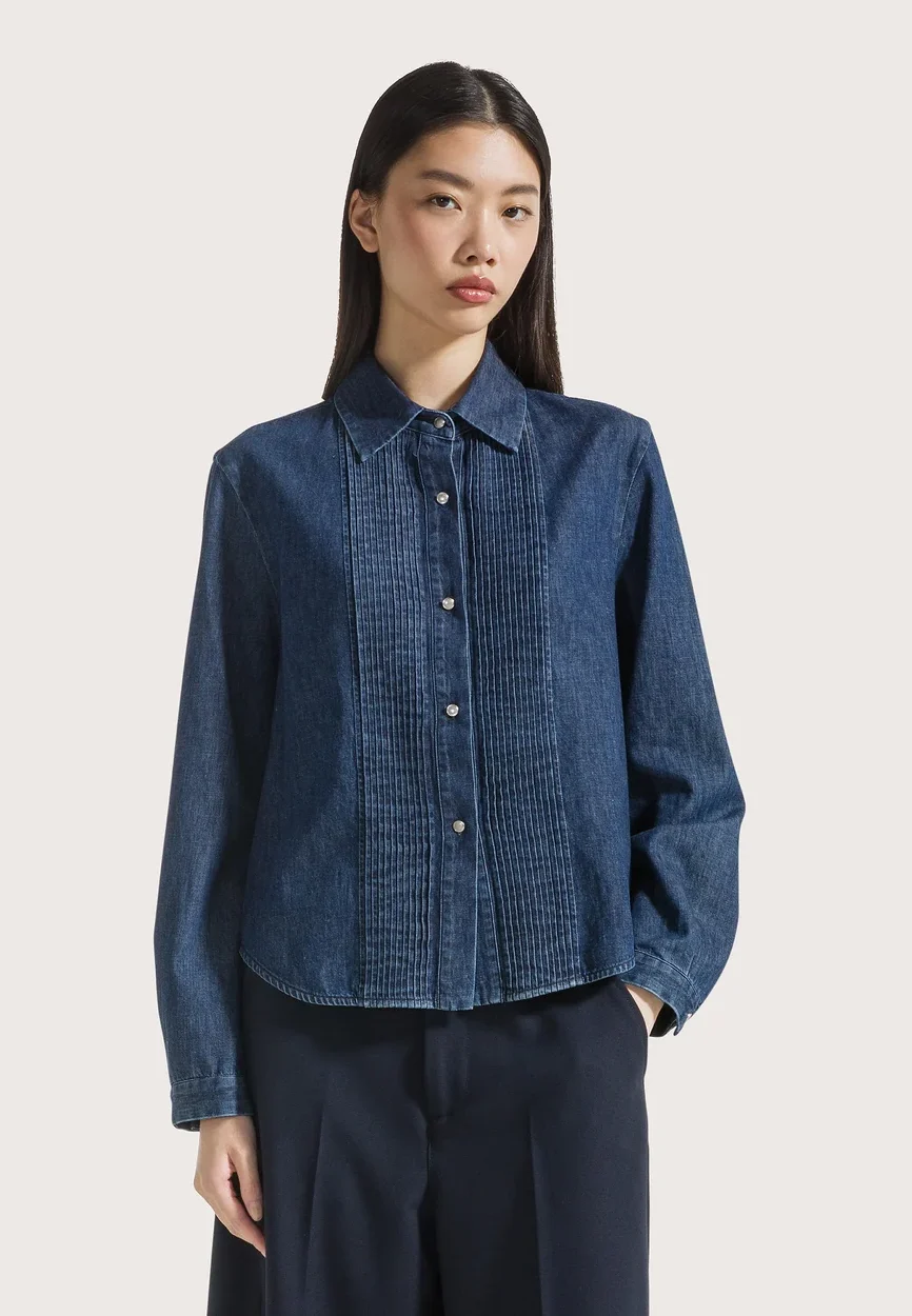 Seventy 19.70 camicia in jeans con rouches