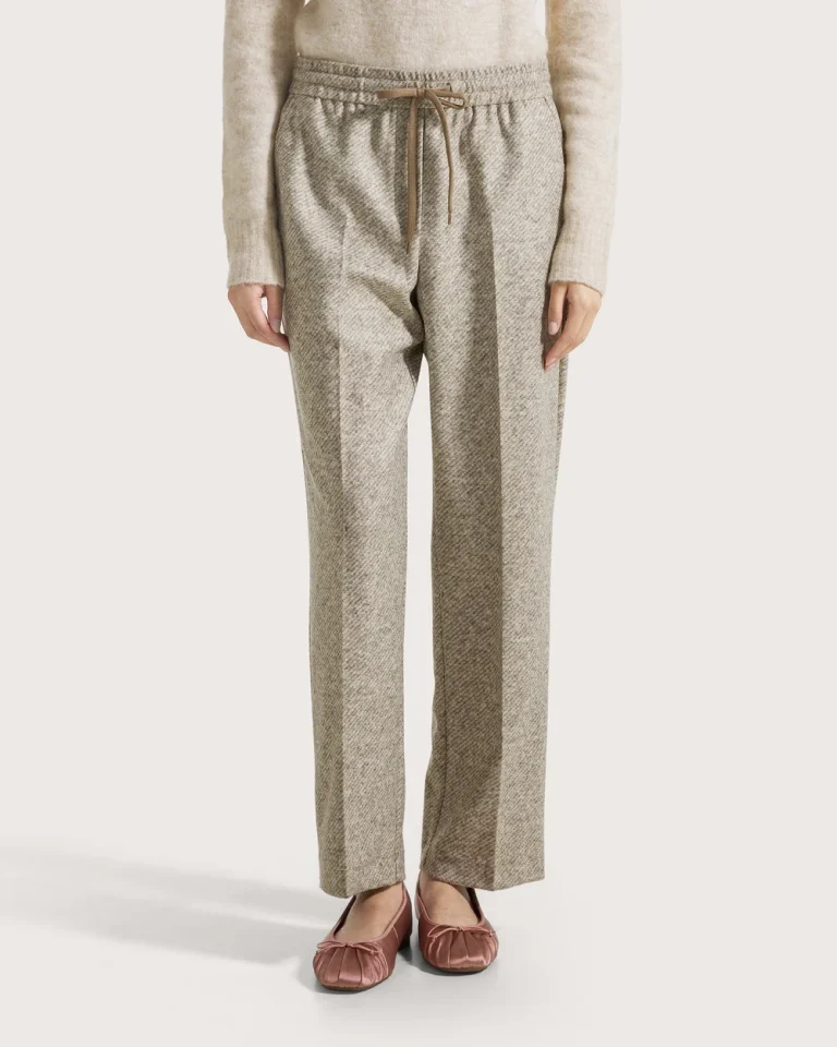 Seventy 19.70 pantalone con coulisse spigato beige