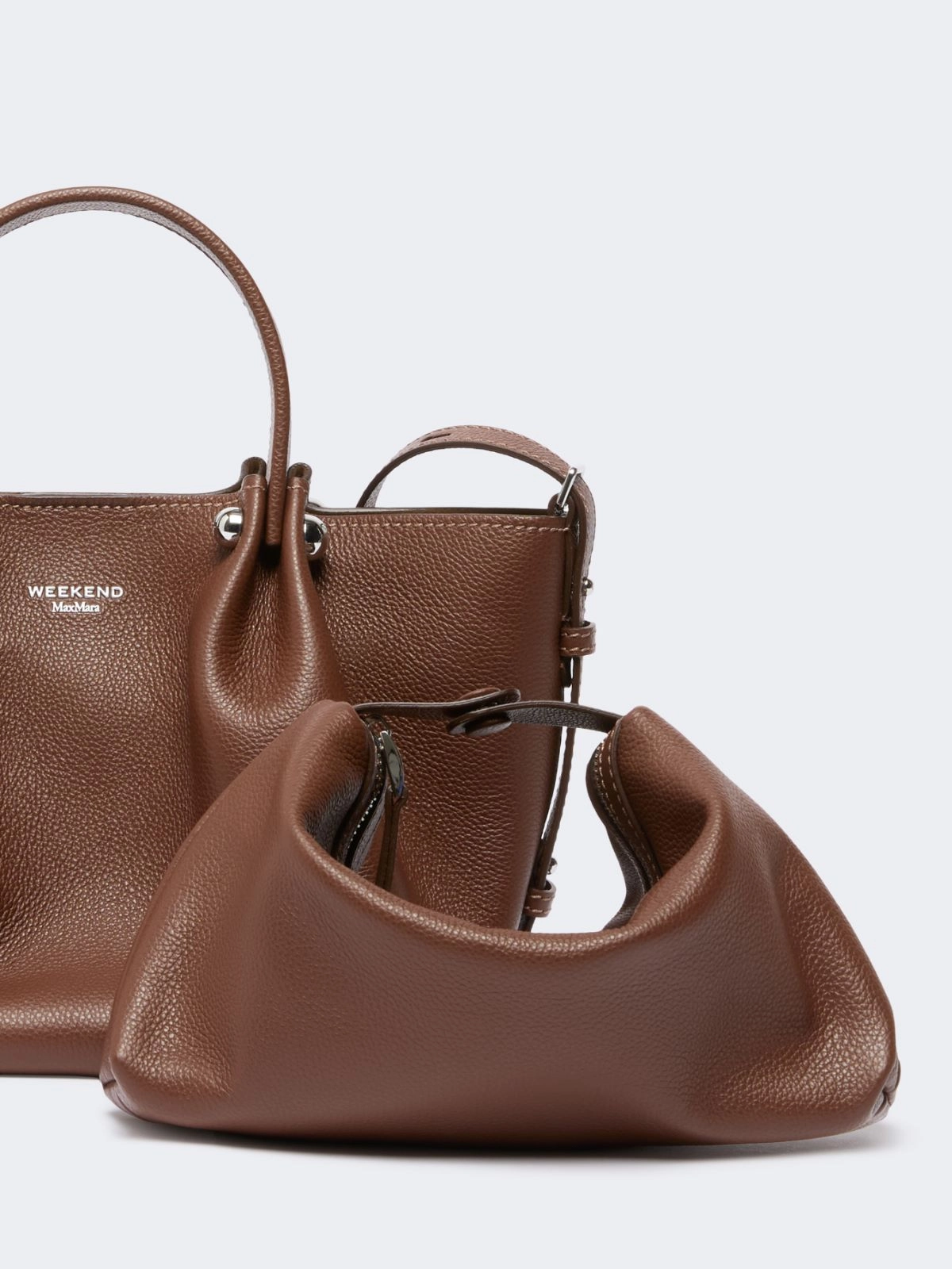 Weekend Max Mara borsa tote piccola in pelle marrone WKADRITTO - immagine 3