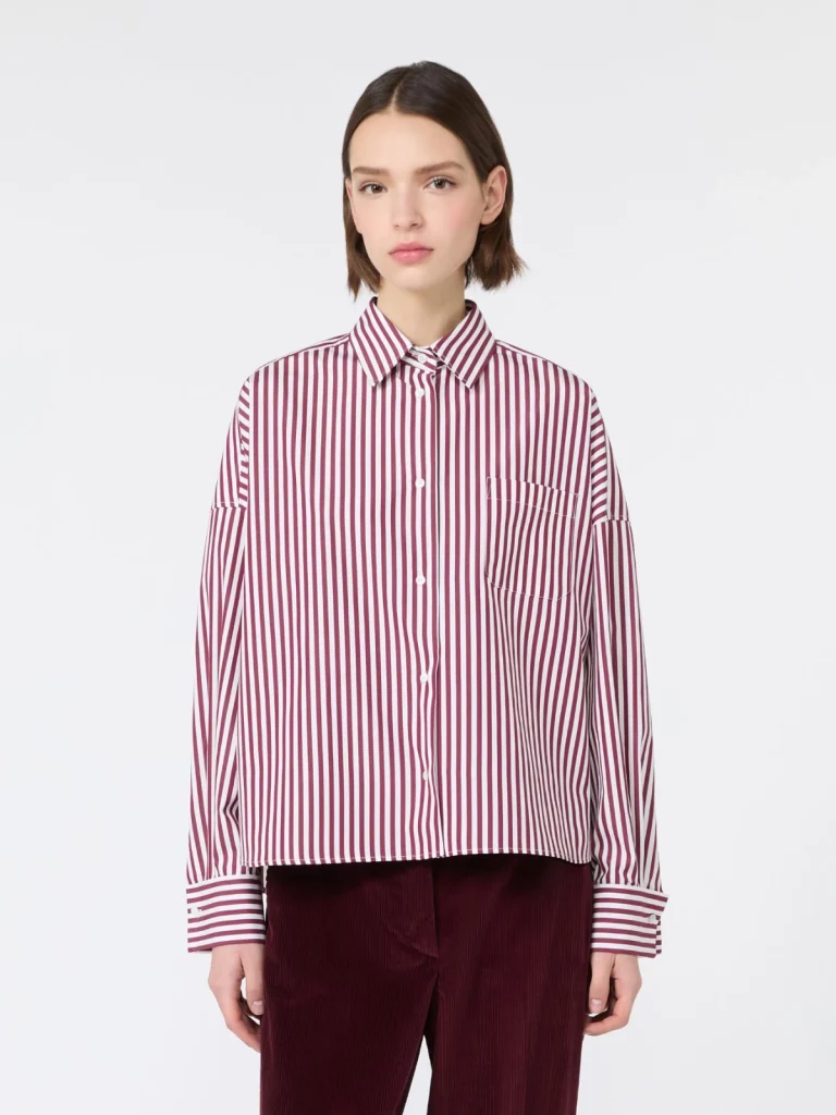 Weekend Max Mara camicia cropped a righe bordeaux WKDOVATTA