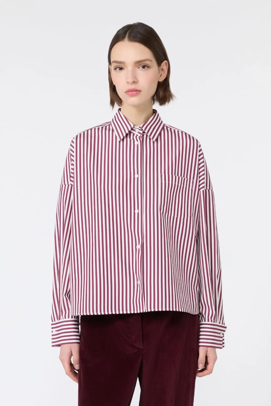 Weekend Max Mara camicia cropped a righe bordeaux WKDOVATTA