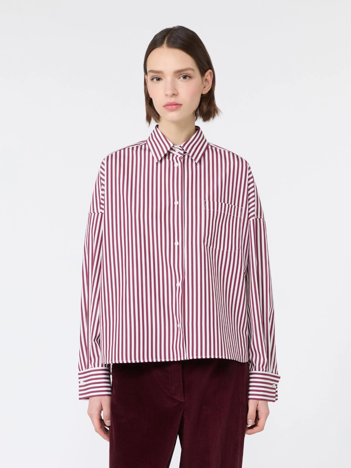 Weekend Max Mara camicia cropped a righe bordeaux WKDOVATTA