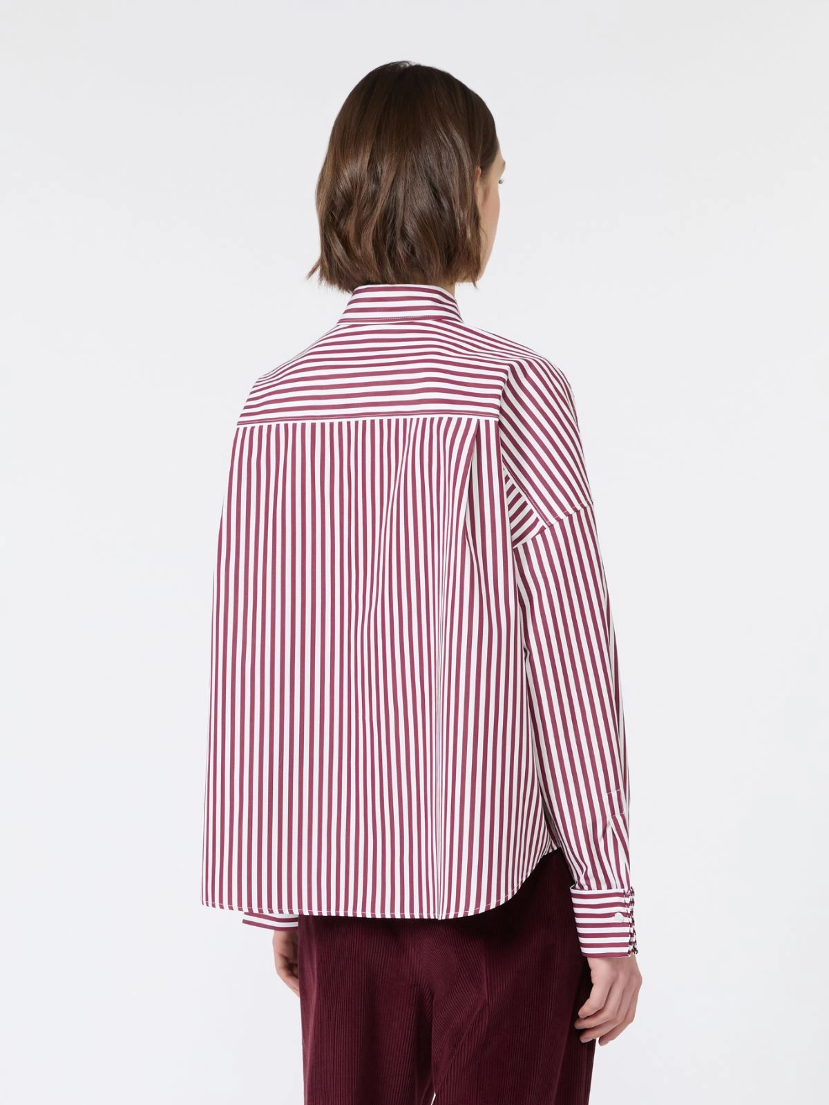 Weekend Max Mara camicia cropped a righe bordeaux WKDOVATTA - immagine 2