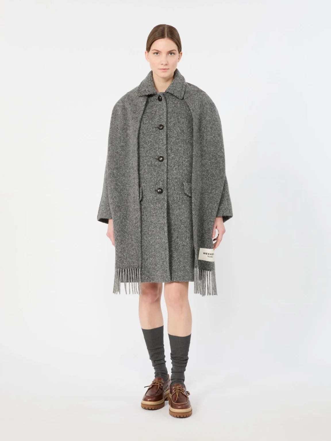 Weekend Max Mara cappotto in tweed grigio antracite WKDLATINO