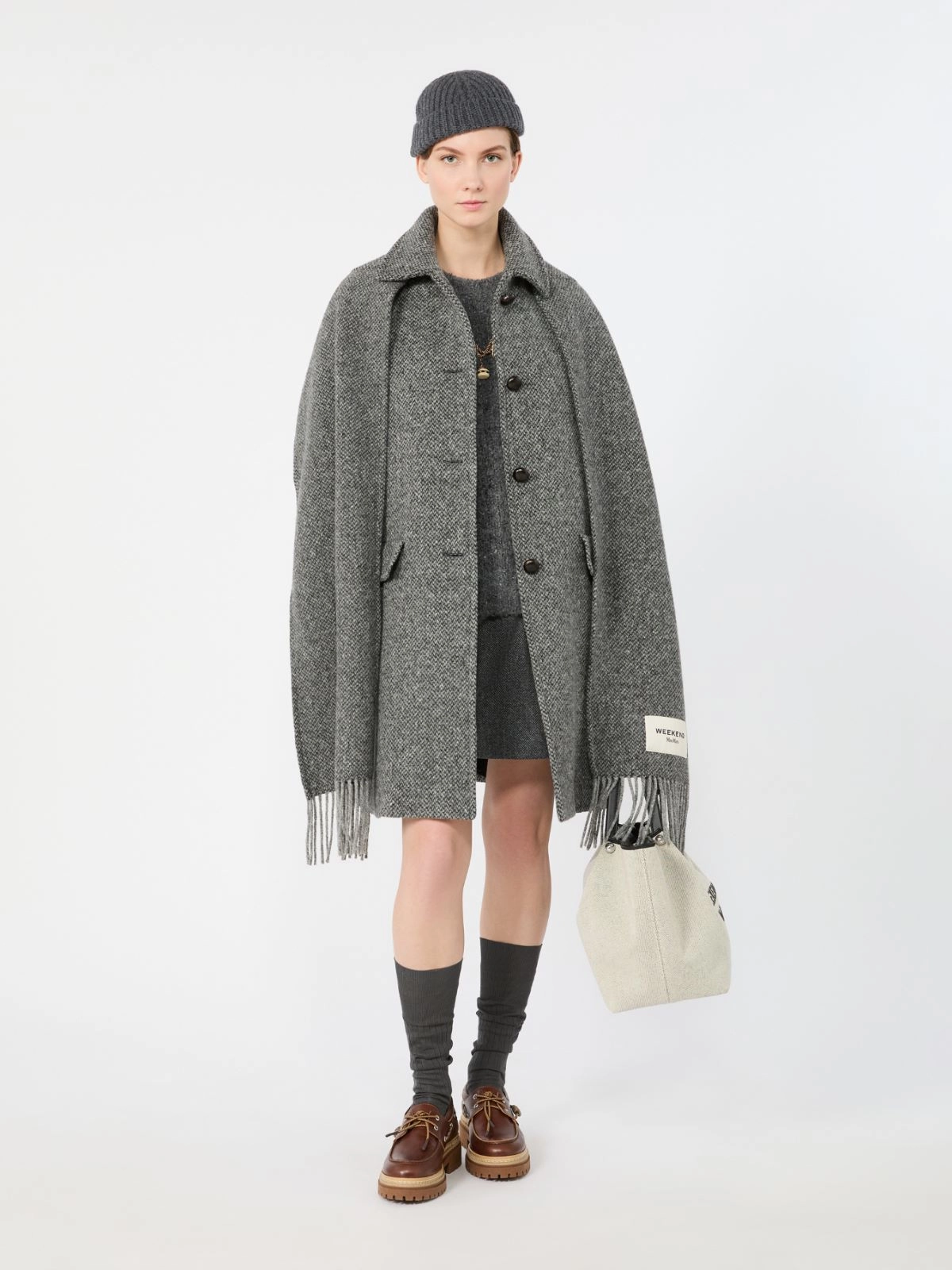 Weekend Max Mara cappotto in tweed grigio antracite WKDLATINO - immagine 3