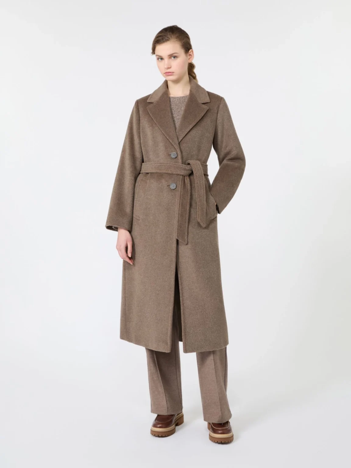 Weekend Max Mara cappotto lungo orsetto marron glacè WKDBRONTE