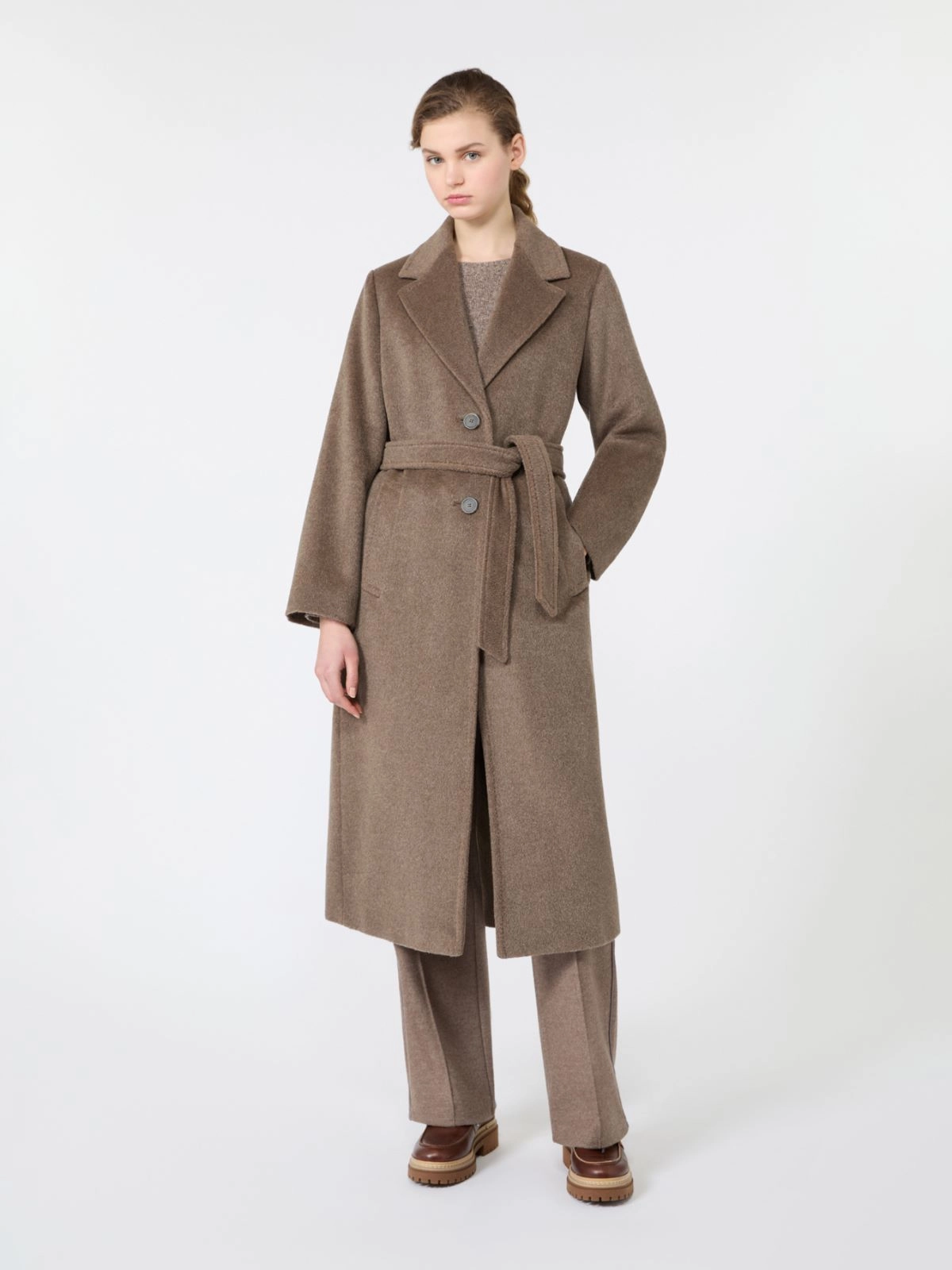 Weekend Max Mara cappotto lungo orsetto marron glacè WKDBRONTE