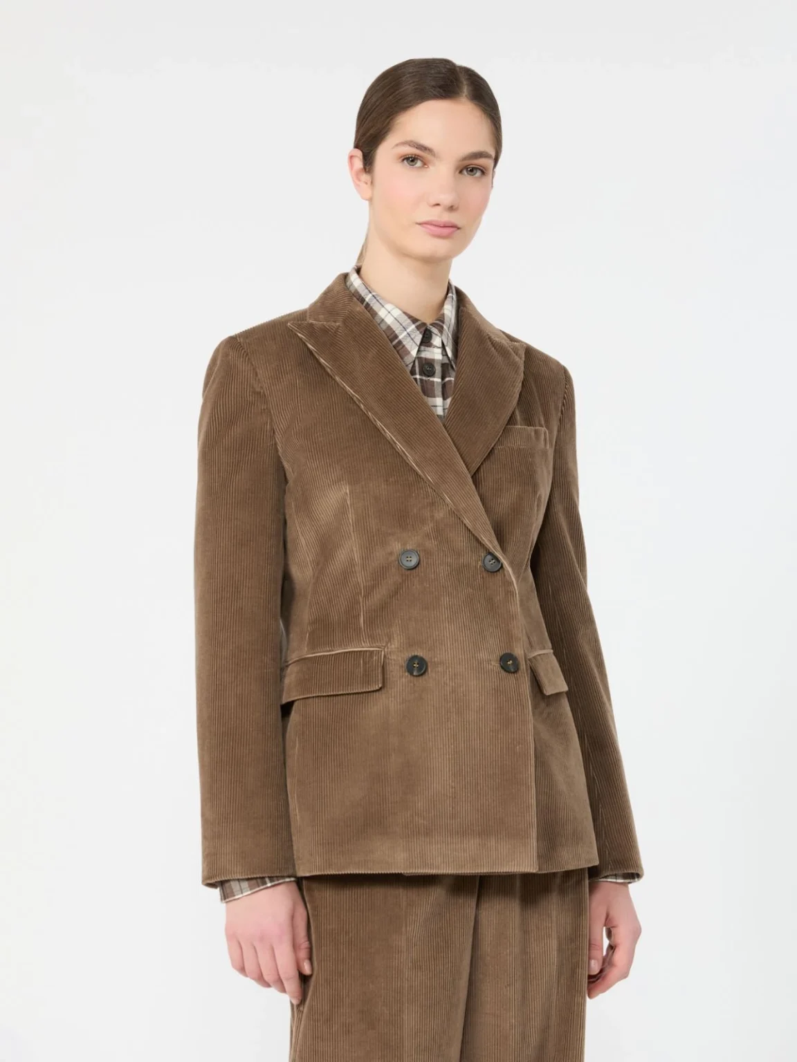 Weekend Max Mara giacca doppio petto in velluto a coste marrone noce WKDKATANGA