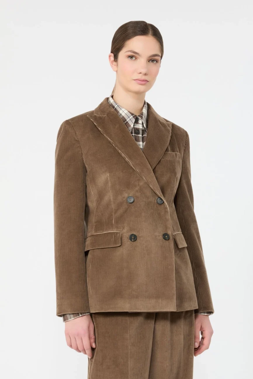Weekend Max Mara giacca doppio petto in velluto a coste marrone noce WKDKATANGA