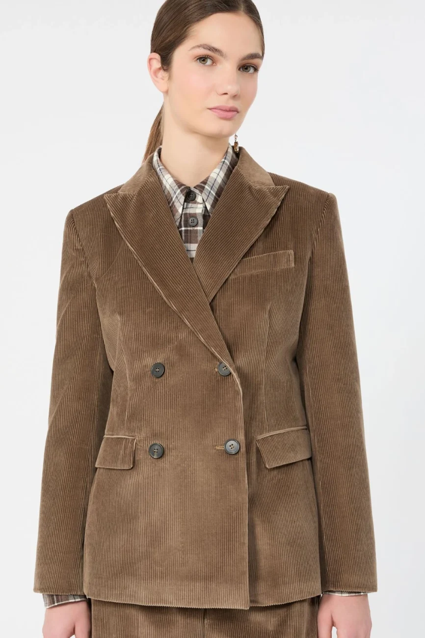 Weekend Max Mara giacca doppio petto in velluto a coste marrone noce WKDKATANGA