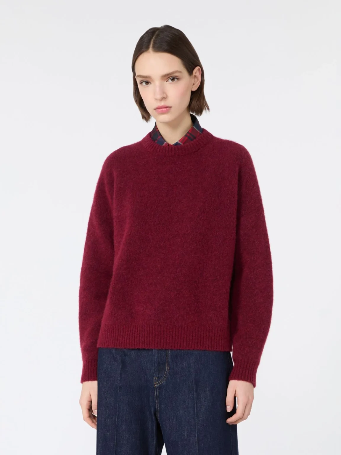 Weekend Max Mara maglia girocollo in lana e alpaca bordeaux WKDTUONO