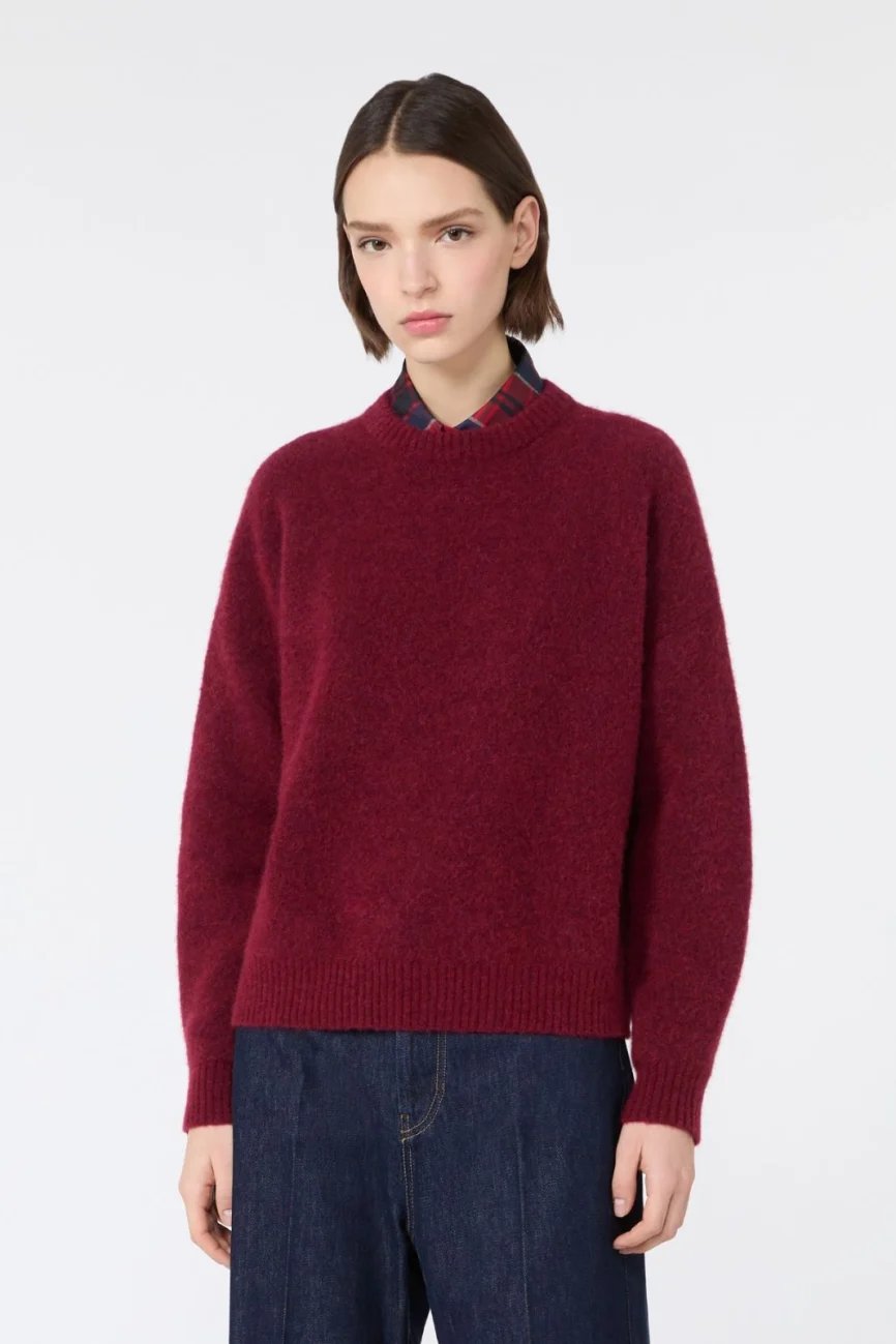 Weekend Max Mara maglia girocollo in lana e alpaca bordeaux WKDTUONO