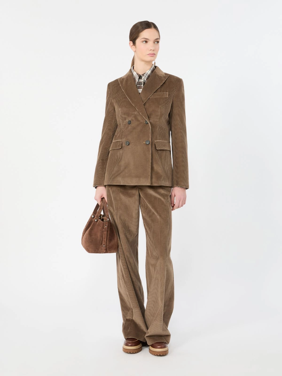 Weekend Max Mara pantalone gamba larga in velluto marrone noce WKDTANIA - immagine 3