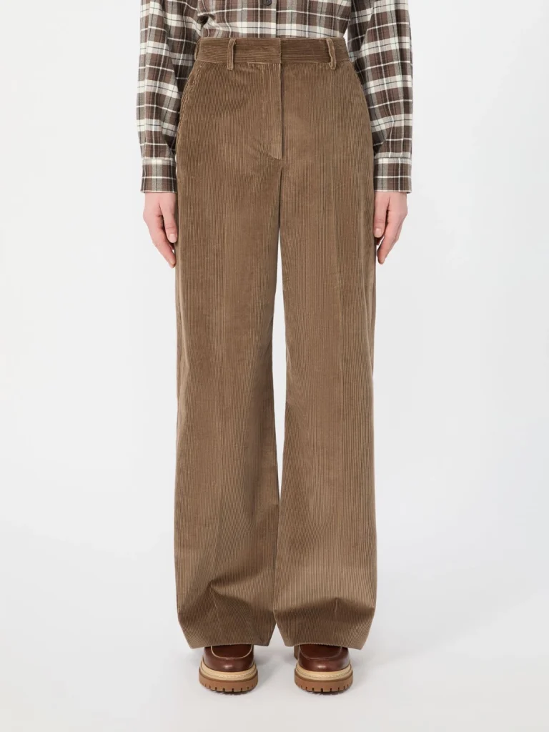 Weekend Max Mara pantalone gamba larga in velluto marrone noce WKDTANIA