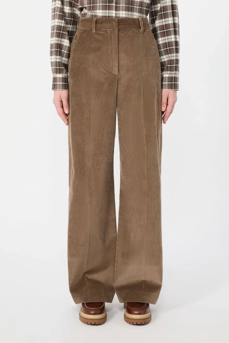 Weekend Max Mara pantalone gamba larga in velluto marrone noce WKDTANIA