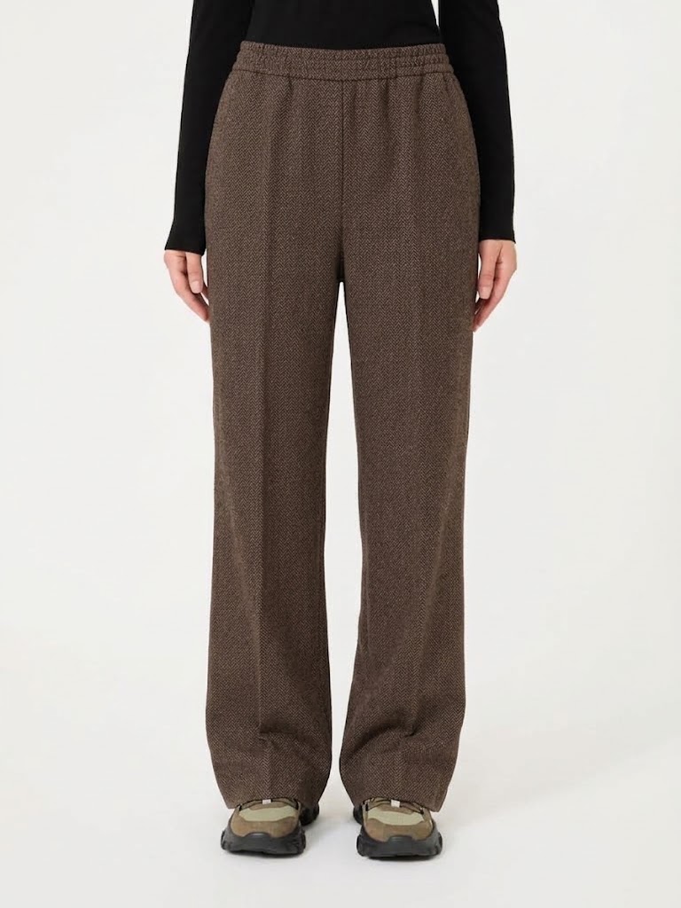 Weekend Max Mara pantalone in jersey lana marrone WKDEDITTA